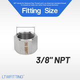 LTWFITTING Bar Production Stainless Steel 316 Pipe Cap Fittings 3/8-Inch NPT Fuel Boat (Pack of 50)