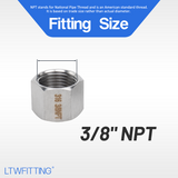 LTWFITTING Bar Production Stainless Steel 316 Pipe Cap Fittings 3/8-Inch NPT Fuel Boat (Pack of 10)