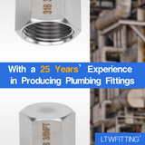 LTWFITTING Bar Production Stainless Steel 316 Pipe Cap Fittings 3/8-Inch NPT Fuel Boat (Pack of 300)