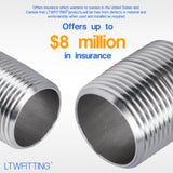 LTWFITTING Stainless Steel 316 Pipe 1-1/2 Inch Long Nipple Fitting 1 Inch Male NPT (Pack of 2)