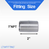 LTWFITTING Stainless Steel 316 Pipe 2 Inch Long Nipple Fitting 1 Inch Male NPT (Pack of 20)