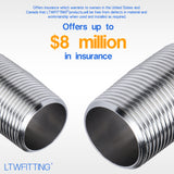 LTWFITTING Stainless Steel 316 Pipe 2 Inch Long Nipple Fitting 1 Inch Male NPT (Pack of 20)