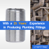 LTWFITTING Stainless Steel 316 Pipe 2 Inch Long Nipple Fitting 1 Inch Male NPT (Pack of 20)