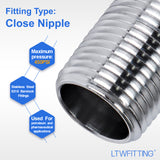 LTWFITTING Stainless Steel 316 Pipe 1-1/2 Inch Close Nipple Fitting 1/2 Inch Male NPT (Pack of  25)