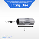 LTWFITTING Stainless Steel 316 Pipe 2 Inch Long Nipple Fitting 1/2 Inch Male NPT (Pack of 5)