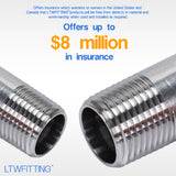 LTWFITTING Stainless Steel 316 Pipe 2-1/2 Inch Long Nipple Fitting 1/2 Inch Male NPT (Pack of 20)