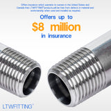 LTWFITTING Stainless Steel 316 Pipe 3 Inch Long Nipple Fitting 1/2 Inch Male NPT (Pack of 20)