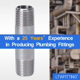 LTWFITTING Stainless Steel 316 Pipe 3 Inch Long Nipple Fitting 1/2 Inch Male NPT (Pack of 20)