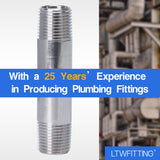 LTWFITTING Stainless Steel 316 Pipe 3-1/2 Inch Long Nipple Fitting 1/2 Inch Male NPT (Pack of 10)