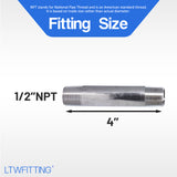 LTWFITTING Stainless Steel 316 Pipe 4 Inch Long Nipples Fitting 1/2 Inch Male NPT (Pack of 10)