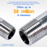 LTWFITTING Stainless Steel 316 Pipe 4 Inch Long Nipples Fitting 1/2 Inch Male NPT (Pack of 10)