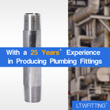 LTWFITTING Stainless Steel 316 Pipe 4 Inch Long Nipples Fitting 1/2 Inch Male NPT (Pack of 10)