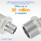 LTWFITTING Bar Production Stainless Steel 316 Pipe Hex Reducing Nipple Fitting 3/4 Inch x 3/8 Inch Male NPT Water Boat (Pack of 5)