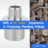 LTWFITTING Bar Production Stainless Steel 316 Pipe Hex Reducing Nipple Fitting 3/4 Inch x 3/8 Inch Male NPT Water Boat (Pack of 5)
