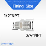 LTWFITTING Bar Production Stainless Steel 316 Pipe Hex Reducing Nipple Fitting 3/4 Inch x 1/2 Inch Male NPT Water Boat (Pack of 5)