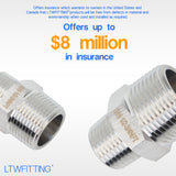 LTWFITTING Bar Production Stainless Steel 316 Pipe Hex Reducing Nipple Fitting 3/4 Inch x 1/2 Inch Male NPT Water Boat (Pack of 5)