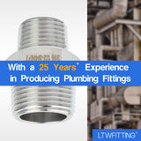 LTWFITTING Bar Production Stainless Steel 316 Pipe Hex Reducing Nipple Fitting 3/4 Inch x 1/2 Inch Male NPT Water Boat (Pack of 5)