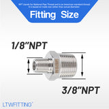 LTWFITTING Bar Production Stainless Steel 316 Pipe Hex Reducing Nipple Fitting 3/8 Inch x 1/8 Inch Male NPT Water Boat (Pack of 5)