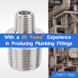 LTWFITTING Bar Production Stainless Steel 316 Pipe Hex Reducing Nipple Fitting 3/8 Inch x 1/8 Inch Male NPT Water Boat (Pack of 5)