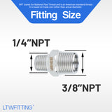 LTWFITTING Bar Production Stainless Steel 316 Pipe Hex Reducing Nipple Fitting 3/8 Inch x 1/4 Inch Male NPT Water Boat (Pack of 25)