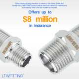 LTWFITTING Bar Production Stainless Steel 316 Pipe Hex Reducing Nipple Fitting 3/8 Inch x 1/4 Inch Male NPT Water Boat (Pack of 25)