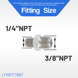 LTWFITTING Class 3000 Stainless Steel 316 Pipe Hex Reducing Nipple Fitting 3/8 Inch x 1/4 Inch Male NPT (Pack of 30)
