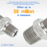 LTWFITTING Class 3000 Stainless Steel 316 Pipe Hex Reducing Nipple Fitting 3/8 Inch x 1/4 Inch Male NPT (Pack of 30)