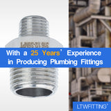 LTWFITTING Bar Production Stainless Steel 316 Pipe Hex Reducing Nipple Fitting 1/2 Inch x 1/4 Inch Male NPT Water Boat (Pack of 5)