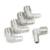 LTWFITTING 90 Degree Elbow Stainless Steel 316 Barb Fitting 3/8 Inch ID Hose x 3/8 Inch Male NPT Air Gas (Pack of 5)