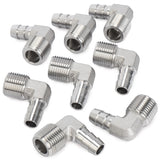 LTWFITTING 90 Degree Elbow Stainless Steel 316 Barb Fitting 3/8 Inch ID Hose x 3/8 Inch Male NPT Air Gas (Pack of 25)