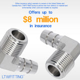 LTWFITTING 90 Degree Elbow Stainless Steel 316 Barb Fitting 3/8 Inch ID Hose x 3/8 Inch Male NPT Air Gas (Pack of 25)