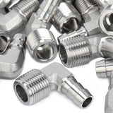 LTWFITTING 90 Degree Elbow Stainless Steel 316 Barb Fitting 3/8 Inch ID Hose x 3/8 Inch Male NPT Air Gas (Pack of 500)