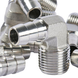 LTWFITTING 90 Degree Elbow Stainless Steel 316 Barb Fitting 3/8 Inch ID Hose x 3/8 Inch Male NPT Air Gas (Pack of 500)