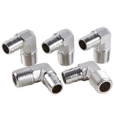 LTWFITTING 90 Degree Elbow Stainless Steel 316 Barb Fitting 1/2 Inch ID Hose x 3/8 Inch Male NPT Air Gas (Pack of 5)