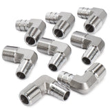 LTWFITTING 90 Degree Elbow Stainless Steel 316 Barb Fitting 1/2 Inch ID Hose x 3/8 Inch Male NPT Air Gas (Pack of 25)