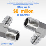 LTWFITTING 90 Degree Elbow Stainless Steel 316 Barb Fitting 1/2 Inch ID Hose x 3/8 Inch Male NPT Air Gas (Pack of 25)