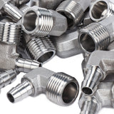 LTWFITTING 90 Degree Elbow Stainless Steel 316 Barb Fitting 3/8 Inch Hose Barb x 1/2 Inch Male NPT Air Gas (Pack of 250)