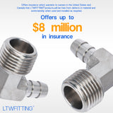 LTWFITTING 90 Degree Elbow Stainless Steel 316 Barb Fitting 3/8 Inch Hose Barb x 1/2 Inch Male NPT Air Gas (Pack of 250)