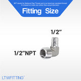 LTWFITTING 90 Degree Elbow Stainless Steel 316 Barb Fitting 1/2 Inch ID Hose x 1/2 Inch Male NPT Air Gas (Pack of 25)