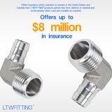 LTWFITTING 90 Degree Elbow Stainless Steel 316 Barb Fitting 1/2 Inch ID Hose x 1/2 Inch Male NPT Air Gas (Pack of 25)