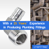 LTWFITTING 90 Degree Elbow Stainless Steel 316 Barb Fitting 1/2 Inch ID Hose x 1/2 Inch Male NPT Air Gas (Pack of 25)