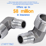 LTWFITTING 90 Degree Elbow Stainless Steel 316 Barb Fitting 1/2 Inch ID Hose x 1/2 Inch Male NPT Air Gas (Pack of 250)