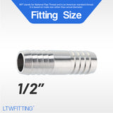 LTWFITTING Bar Production Stainless Steel 316 Barb Splicer Mender 1/2 Inch Hose ID Fitting Air Water Fuel Boat (Pack of 25)