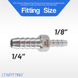 LTWFITTING Bar Production Stainless Steel 316 Barb Splicer Mender 1/4 Inch Hose ID x 1/8 Inch Hose ID Fitting Air Water Fuel Boat (Pack of 25)