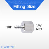 LTWFITTING Bar Production Stainless Steel 316 Barb Fitting Coupler 1/8 Inch Hose ID x 1/4 Inch Female NPT Air Fuel Water (Pack of 700)