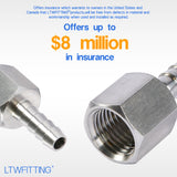LTWFITTING Bar Production Stainless Steel 316 Barb Fitting Coupler 1/4 Inch Hose ID x 1/4 Inch Female NPT Air Fuel Water (Pack of 600)