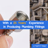 LTWFITTING Bar Production Stainless Steel 316 Barb Fitting Coupler 1/4 Inch Hose ID x 1/4 Inch Female NPT Air Fuel Water (Pack of 600)
