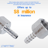LTWFITTING Bar Production Stainless Steel 316 Barb Fitting Coupler 1/4 Inch Hose ID x 3/8 Inch Female NPT Air Fuel Water (Pack of 500)