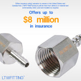 LTWFITTING Bar Production Stainless Steel 316 Barb Fitting Coupler 1/4 Inch Hose ID x 1/2 Inch Female NPT Air Fuel Water (Pack of 25)