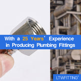 LTWFITTING Bar Production Stainless Steel 316 Barb Fitting Coupler 1/4 Inch Hose ID x 1/2 Inch Female NPT Air Fuel Water (Pack of 400)